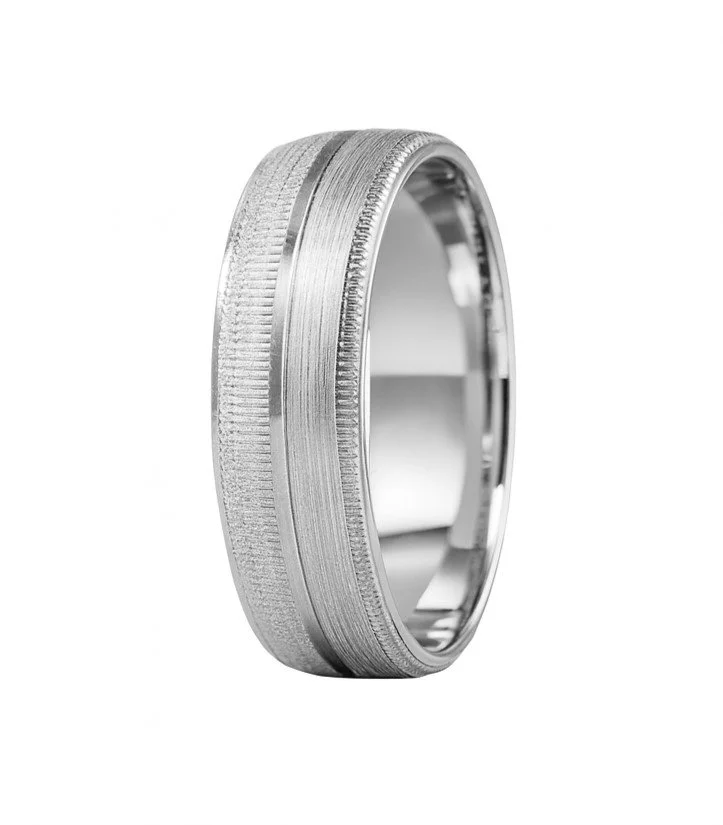 Sterling Silver Diamond-Cut Satin Milgrain Fancy Band