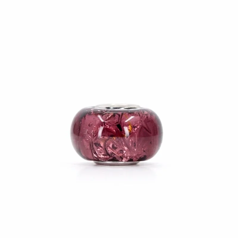 Sterling Silver Purple & Purple Foil Murano Glass Bead Charm