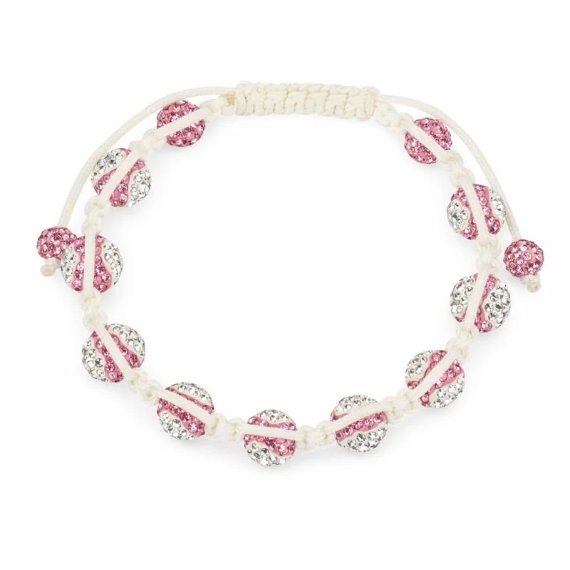 Pink & White Swarovski® Crystal Macramé Adjustable Bracelet