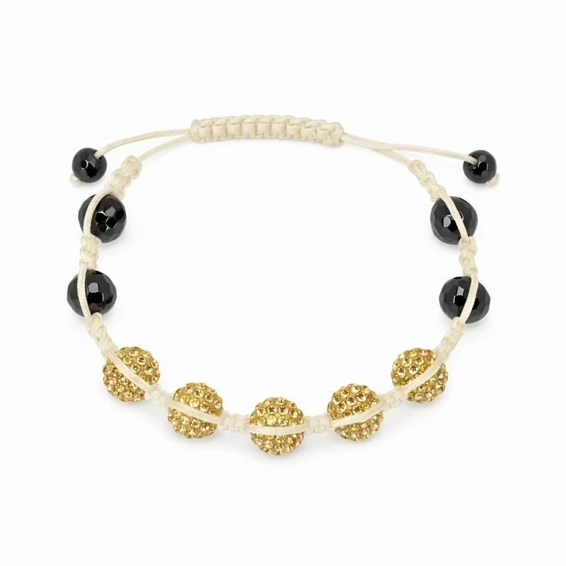 Gold Swarovski® Crystal & Hematite Bead Macramé Adjustable Bracelet