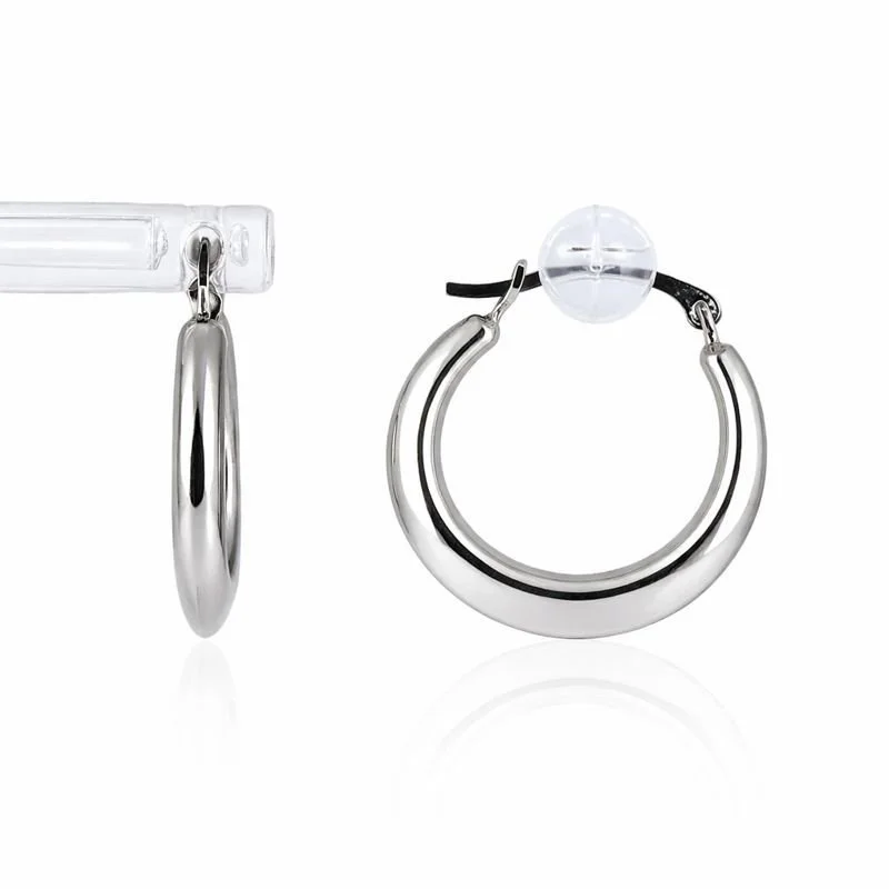 10K White Gold Knife-Edge Hoop Earrings