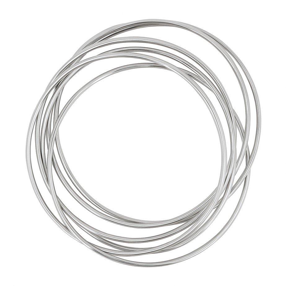 Stainless Steel Set of Seven 2.50mm High Polish Bracelets