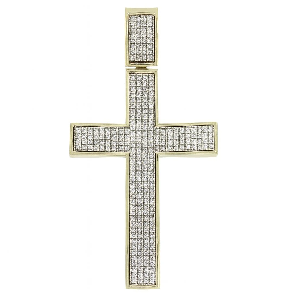 Gold Plated Pavé Set CZ Cross Pendant