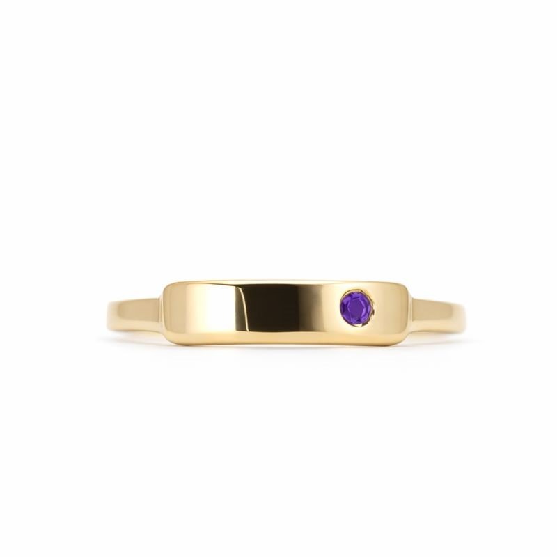 14K Gold Plated Engravable Alexandrite Ring