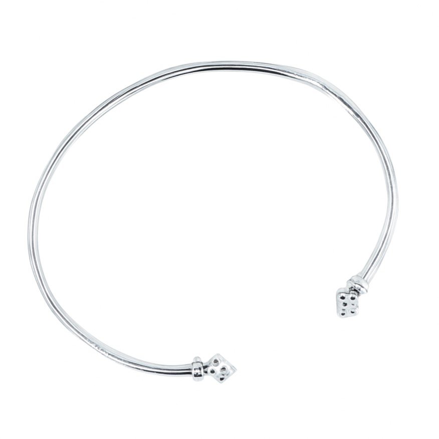 Sterling Silver Diamond-Cut Dice Bangle