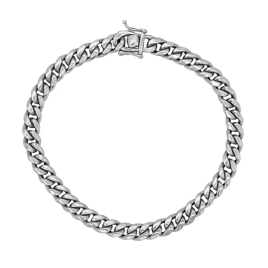 Sterling Silver 8.5" 6mm Rhodium Plated Cuban Link Bracelet