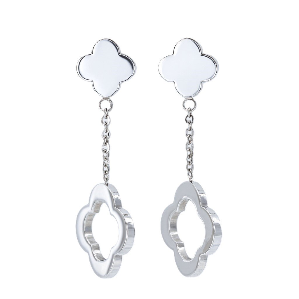 Stainless Steel Dangle Flower Earrings