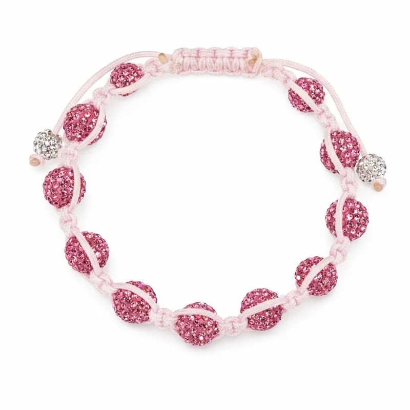 Pink & White Swarovski® Crystal Macramé Adjustable Bracelet