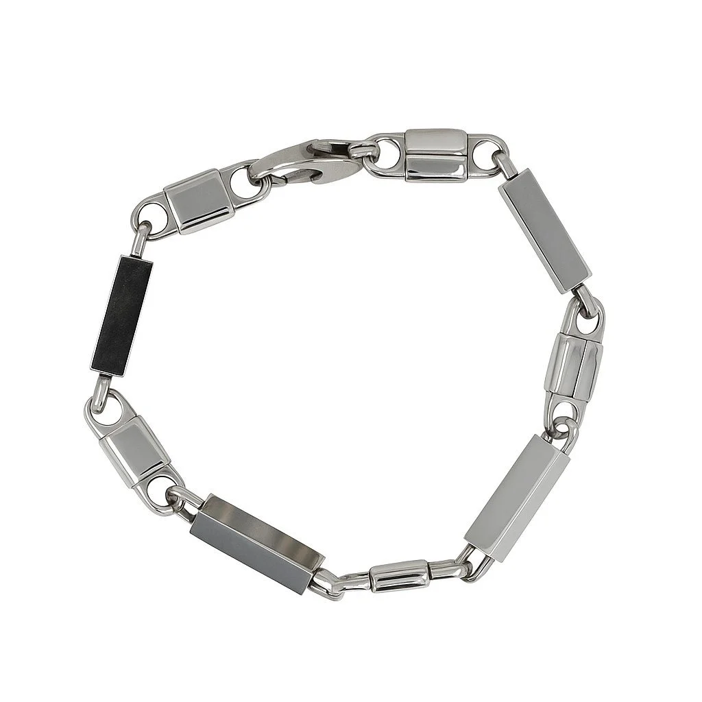 Stainless Steel 9" High Polish Rectangle Link Men’s Bracelet