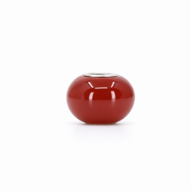 Sterling Silver Burgundy Matte Pearl Bead Charm