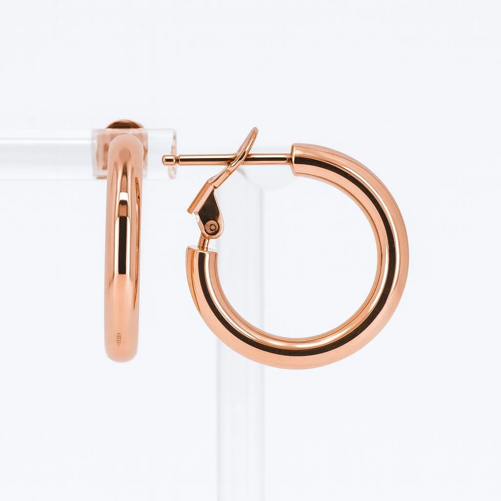 14K Rose Gold High Polish Hoop Earrings