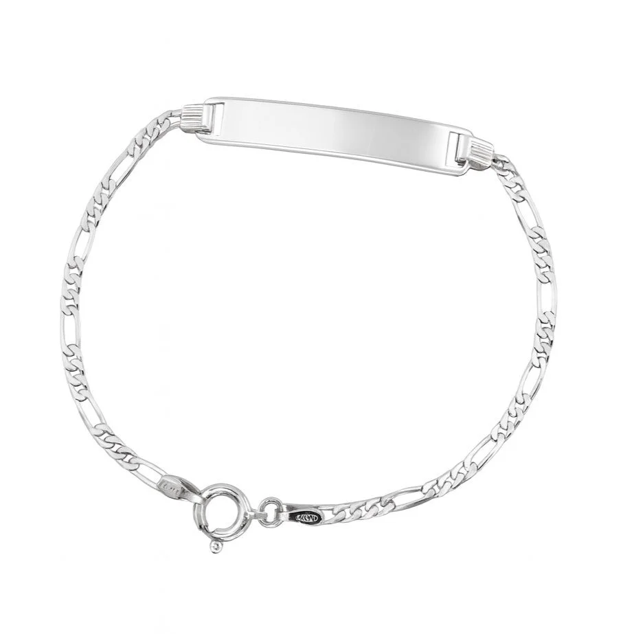 Sterling Silver Figaro Link Engravable Children’s ID Bracelet