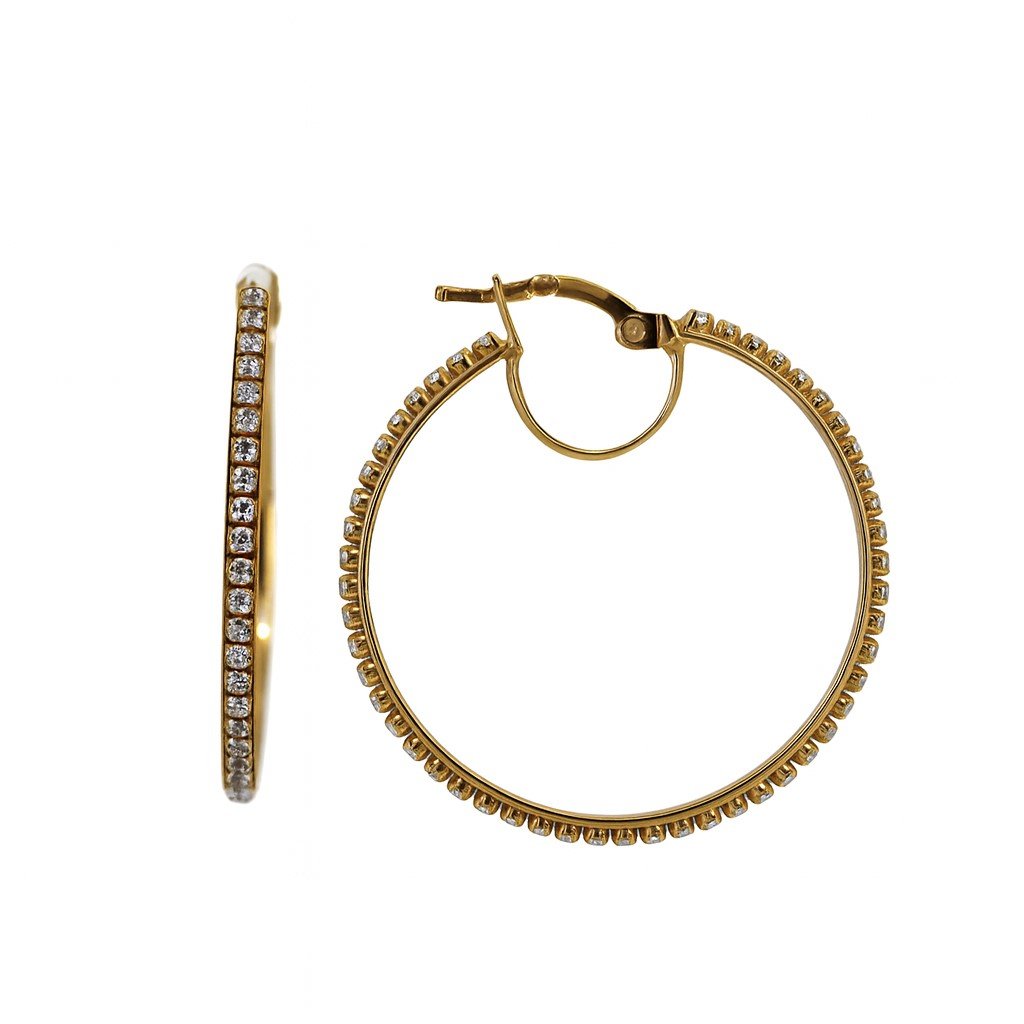 14K Rose Gold Prong Set CZ Hoop Earrings