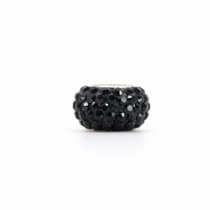 Sterling Silver Black Swarovski Crystal Bead Charm