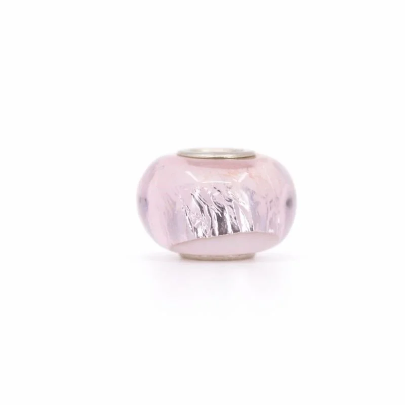 Sterling Silver Pink & Silver Foil Murano Glass Bead Charm