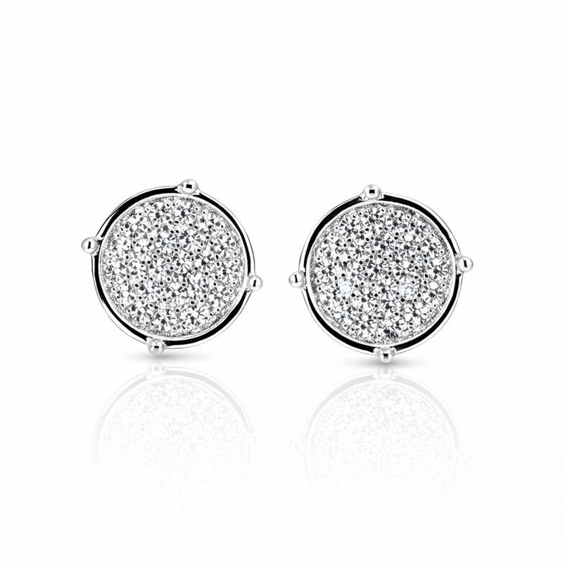 Sterling Silver Clear CZ Circle Stud Earrings