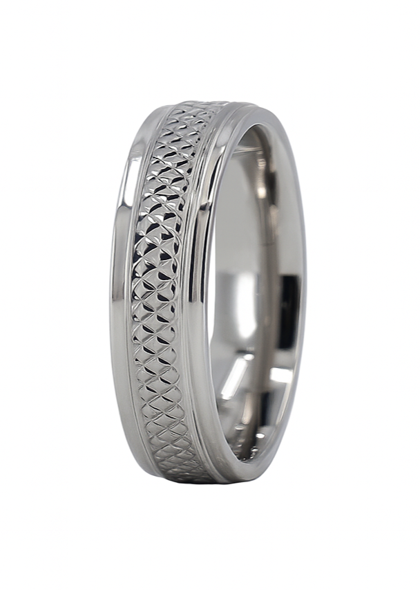 Titanium 6mm Ridged Edge Band