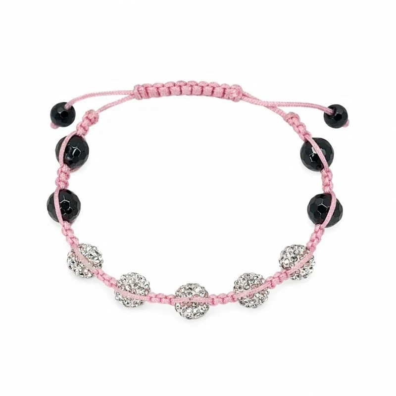 White Swarovski® Crystal & Hematite Bead Macramé Adjustable Bracelet