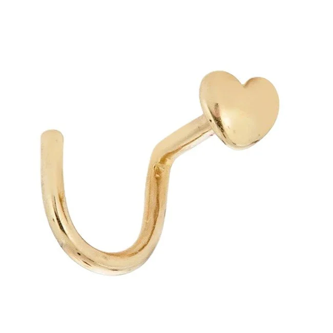 14K Gold Heart Nose Screw