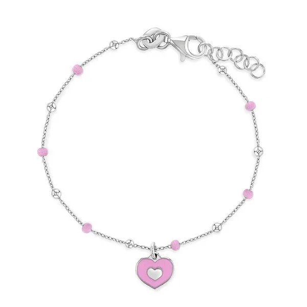 Sterling Silver Pink Enamel Children's Bracelet