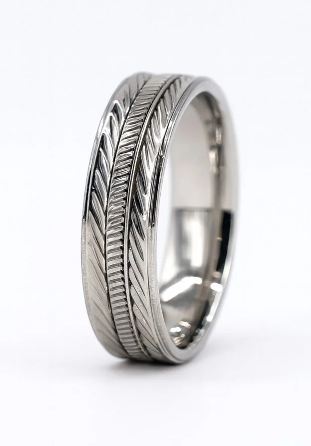 Stainless Steel 6mm Diamond-Cut Milgrain Band