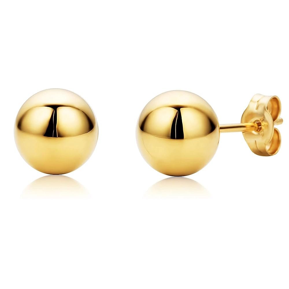 14K Yellow Gold Ball Stud Earrings