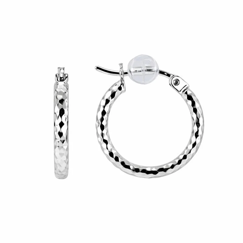 Sterling Silver Diamond Cut Hoop Earrings