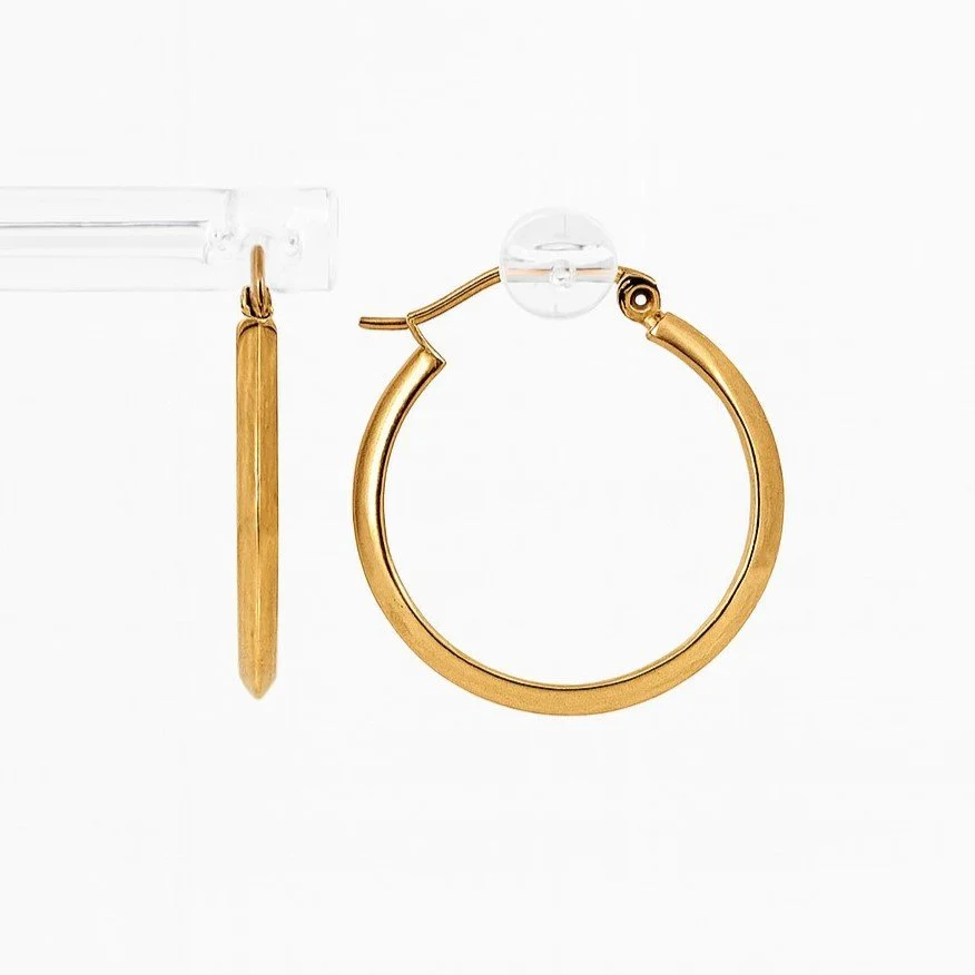 10K Gold High Polish Knife Edge Hoop Earrings