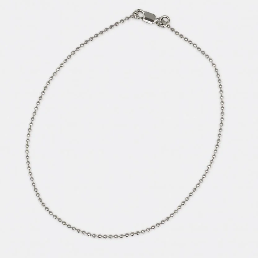 Sterling Silver 10" High Polish Bead Anklet