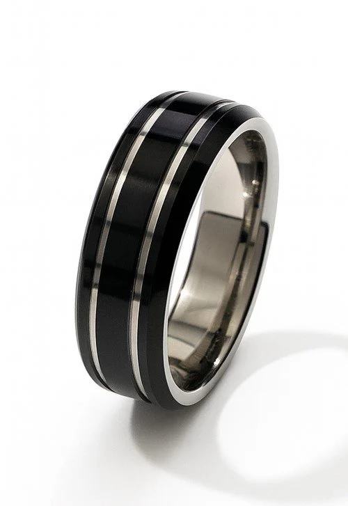 Titanium High Polish Black Rhodium Band