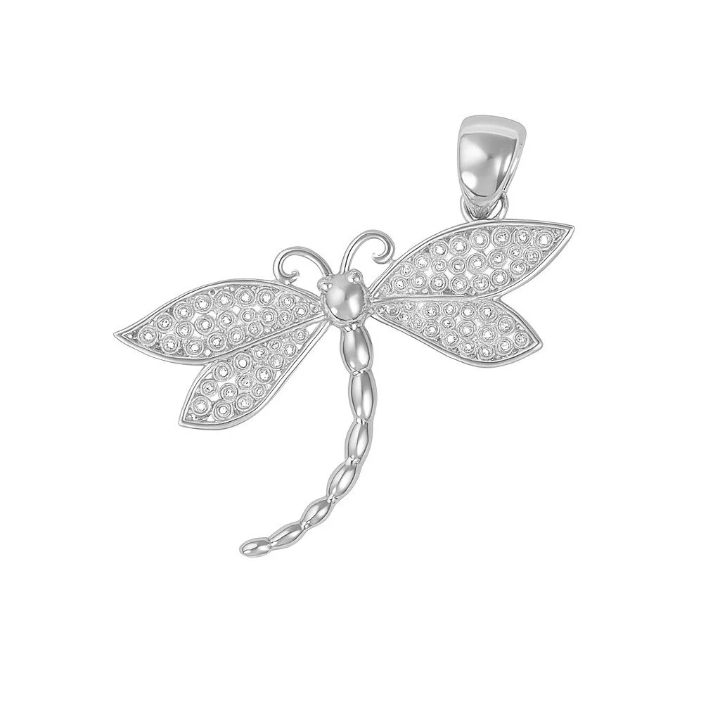 Sterling Silver Dragonfly Diamond-Cut High Polish Pendant