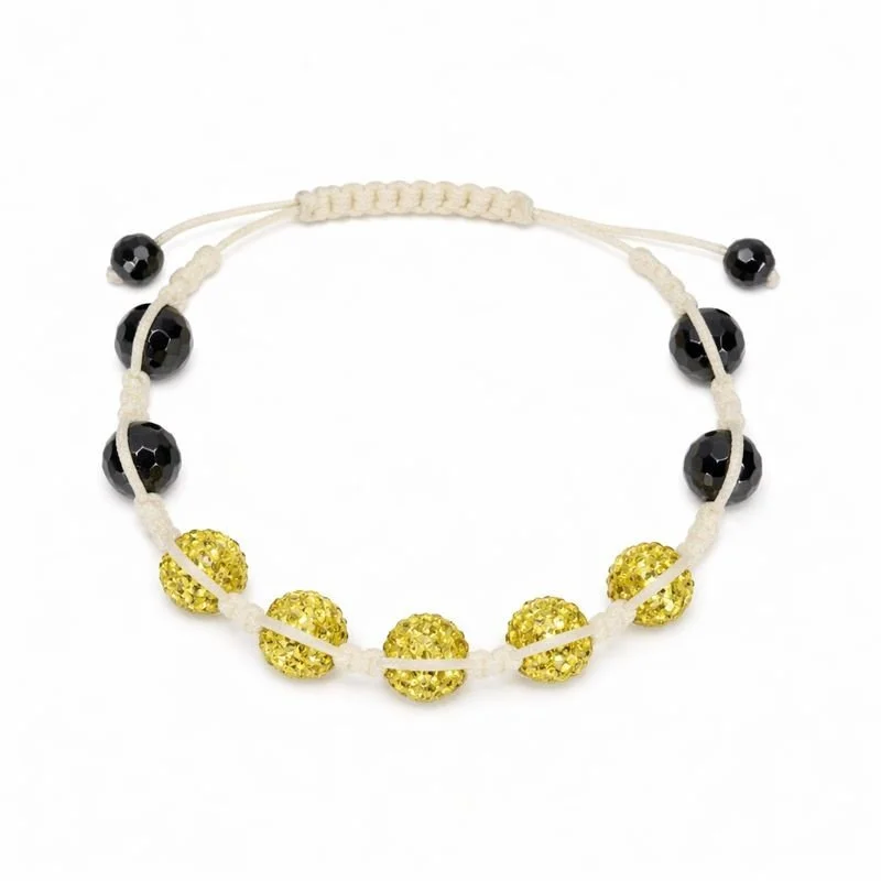 Yellow Swarovski® Crystal & Hematite Bead Macramé Adjustable Bracelet