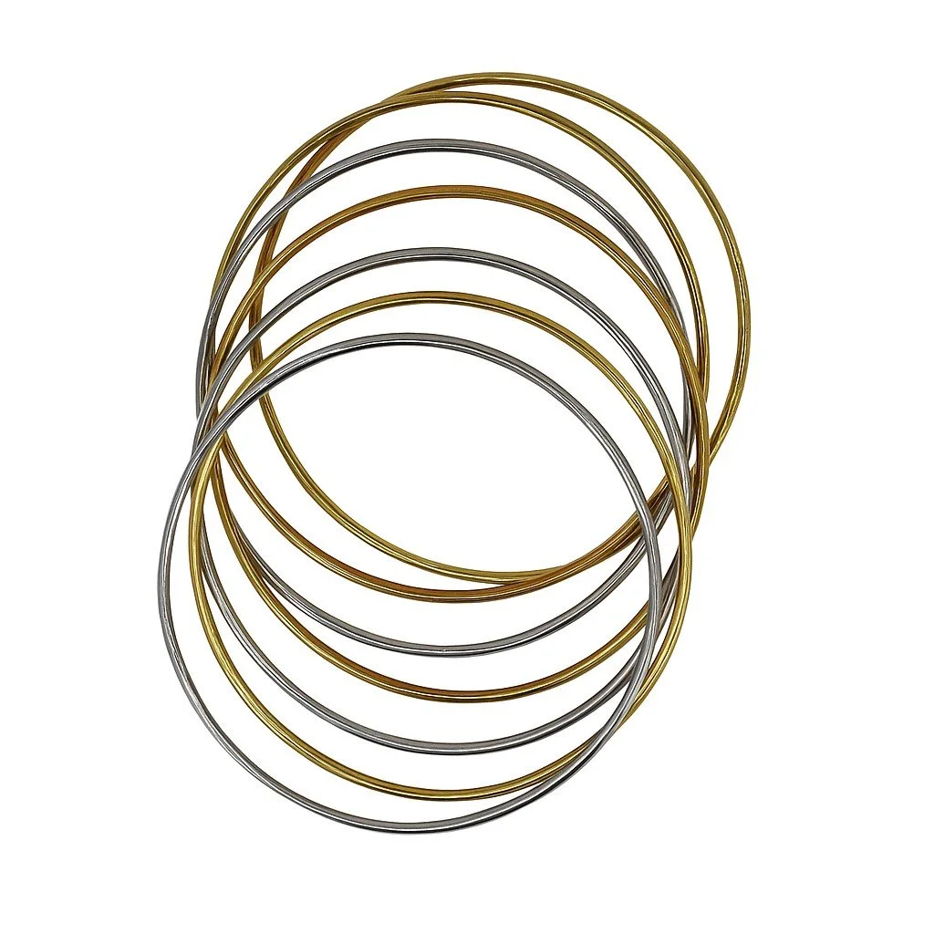 Stainless Steel Tri-Color Set of Seven 2.50mm Bracelets