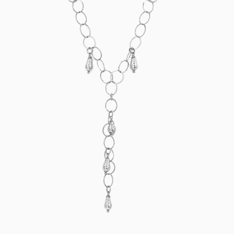 Sterling Silver Pear Charm Large Cable Link 18" Y Necklaced