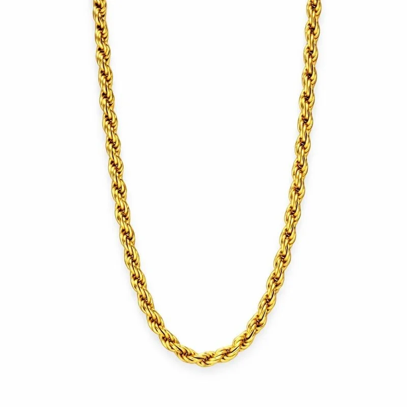 14K Yellow Gold Plated Diamond-Cut Rope Link 2.9mm Chain
