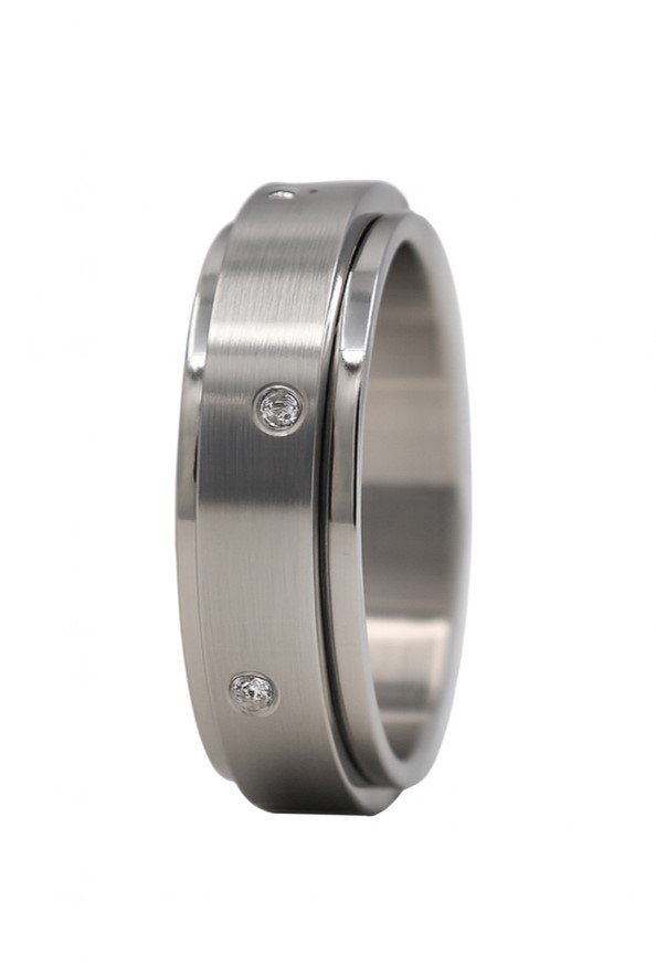 Stainless Steel CZ Spinner Band