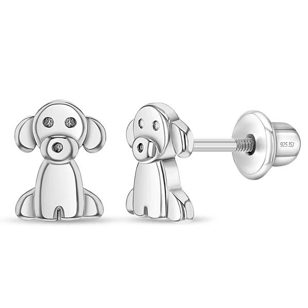 Sterling Silver Puppy Children's Earrings