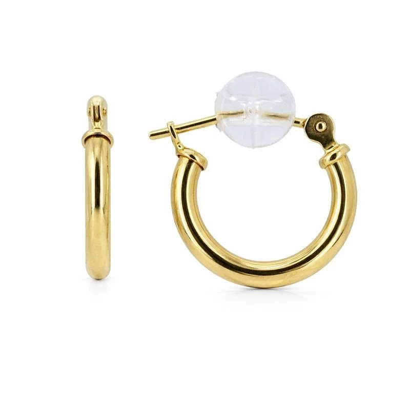 14K Gold High Polish Hoop Earrings