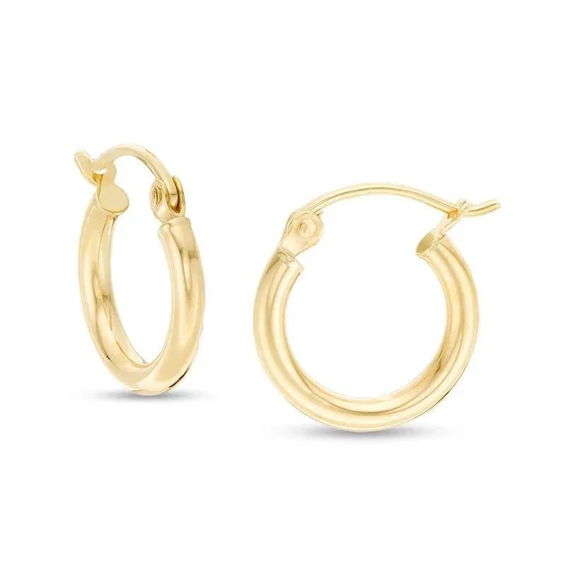 14K Gold High Polish Hoop Earrings