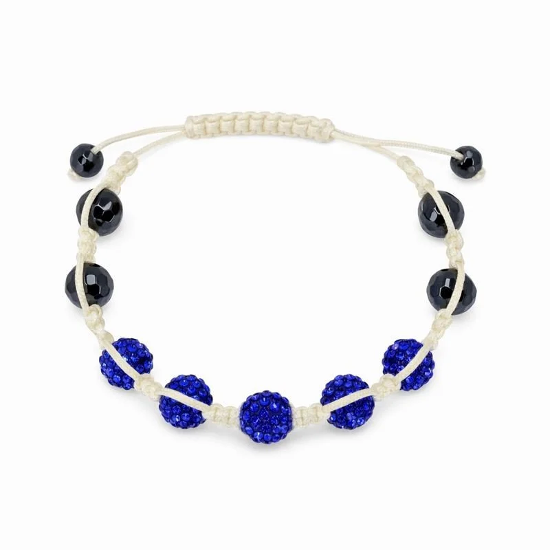 Blue Swarovski® Crystal & Hematite Bead Macramé Adjustable Bracelet