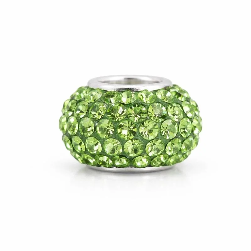 Sterling Silver Green Swarovski Crystal Bead Charm