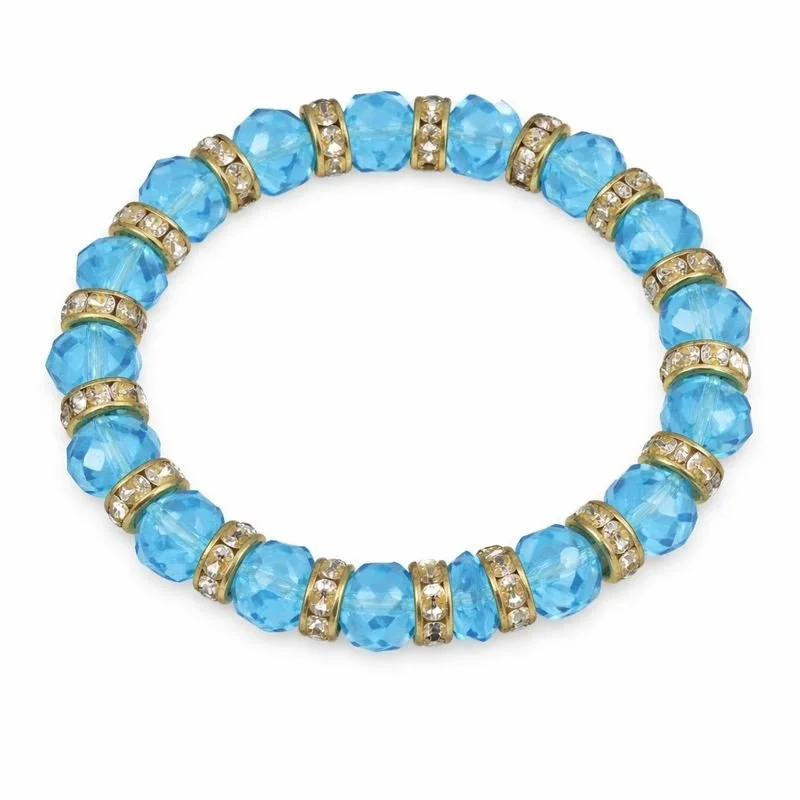 Pavé Set CZ & Blue CZ Elastic Bracelet
