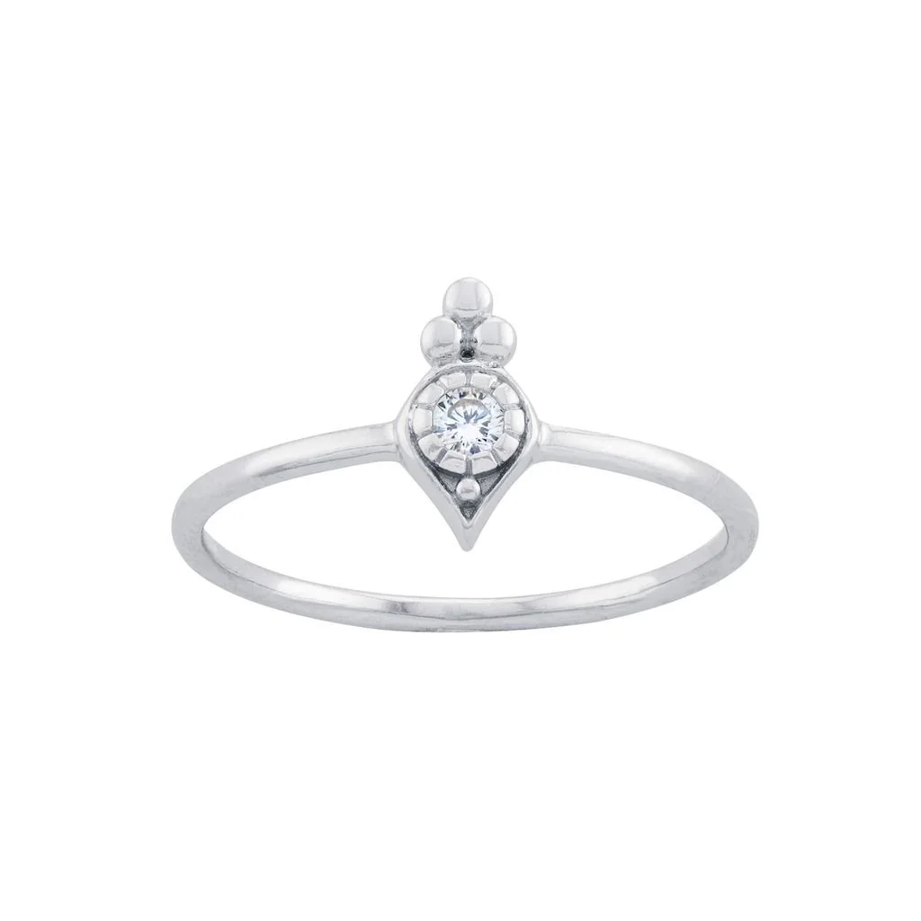 Sterling Silver CZ Teardrop Ring