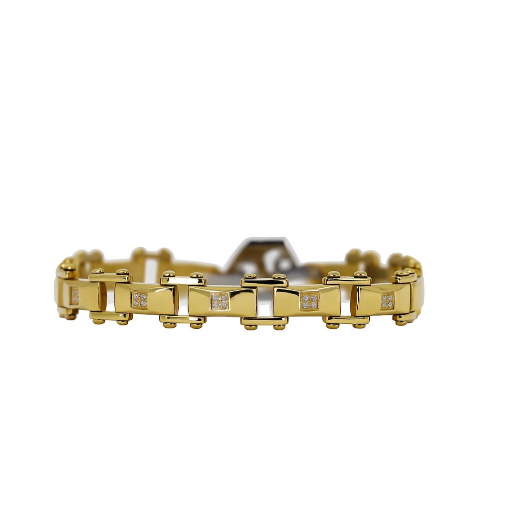 Stainless Steel 8.5" High Polish Gold Plated CZ Men’s Bracelet