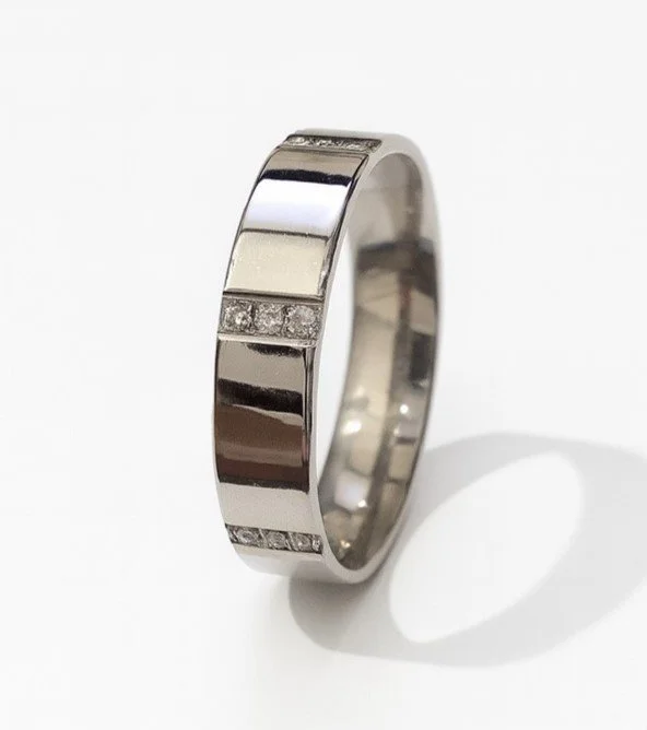 Stainless Steel High Polish CZ Eternity Ring