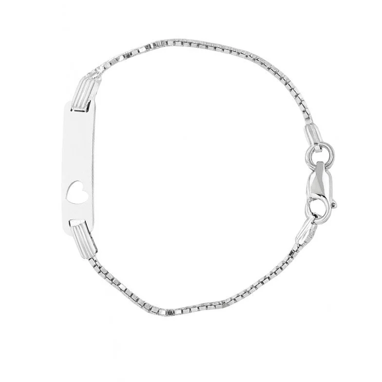 Sterling Silver Open Link Cut-Out Heart Engravable ID Baby Bracelet