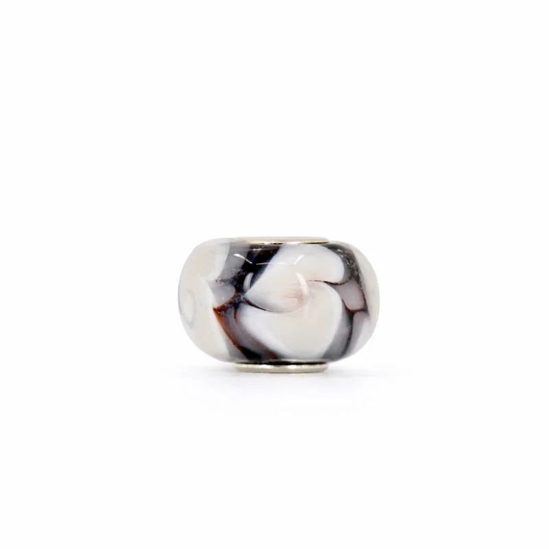 Sterling Silver Black & White Swirl Murano Glass Bead Charm
