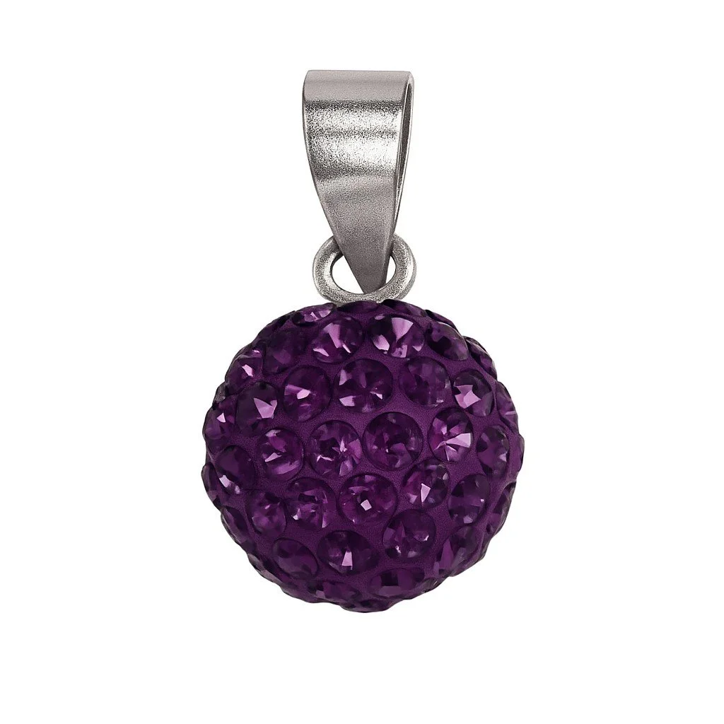 Sterling Silver Purple CZ 10mm Ball Pendant