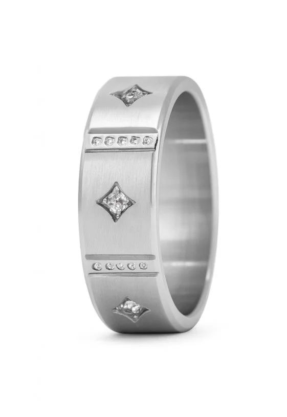 Stainless Steel 8mm Satin & CZ Eternity Band