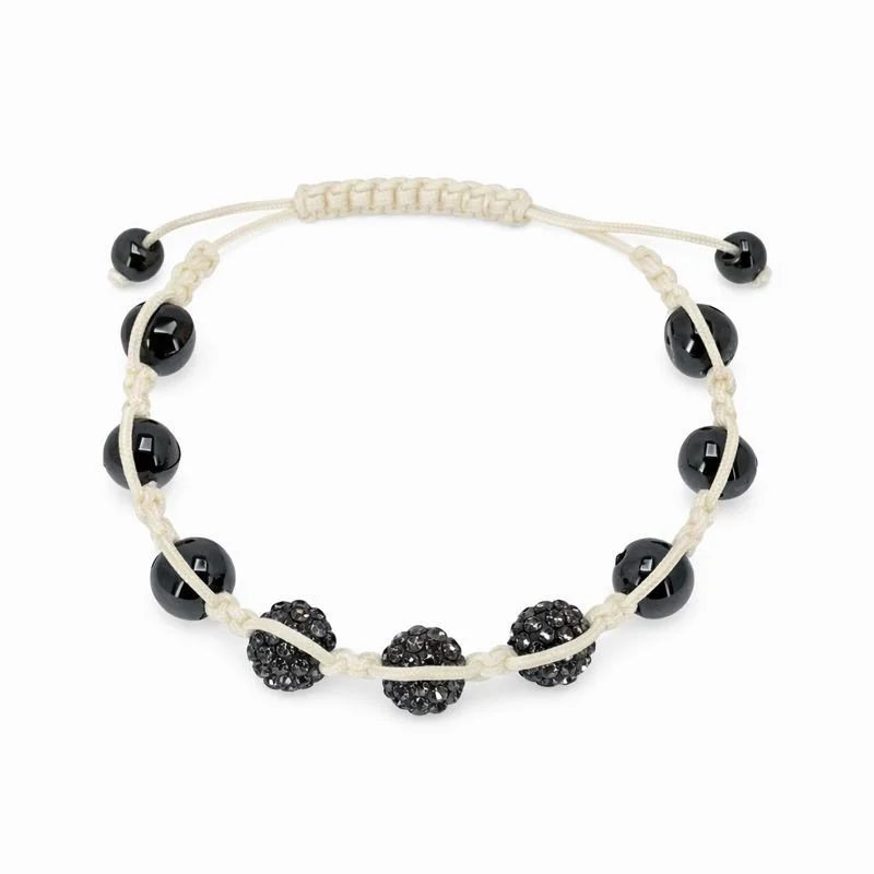 Grey Swarovski® Crystal & Hematite Bead Macramé Adjustable Bracelet